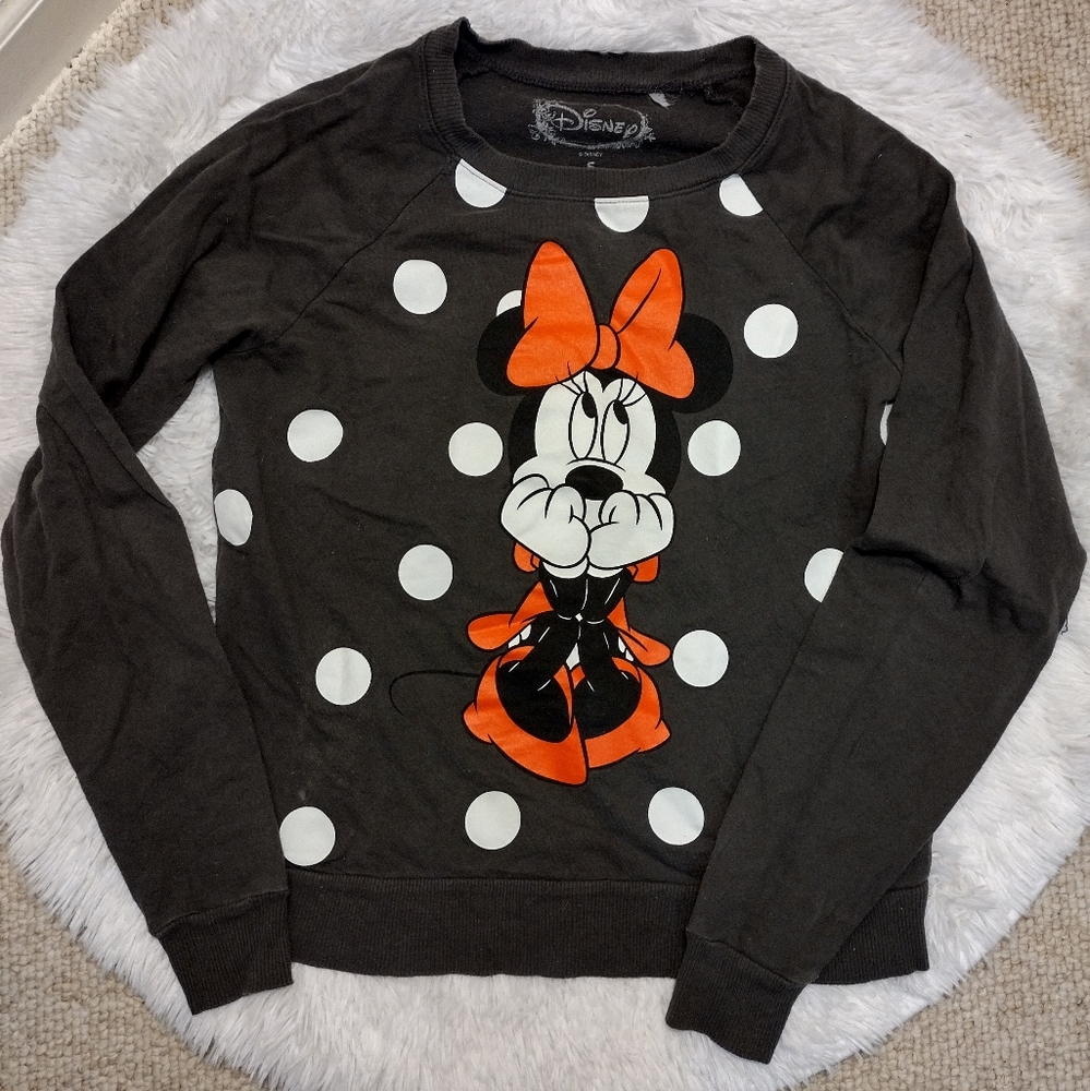 Disney Minnie Mouse Gray Pullover Sweatshirt Small